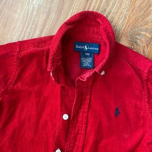 Ralph Lauren corduroy button down red shirt Christmas